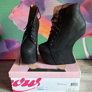 JEFFREY CAMPBELL Night Lita in Black Distressed with original box. Worn once!
